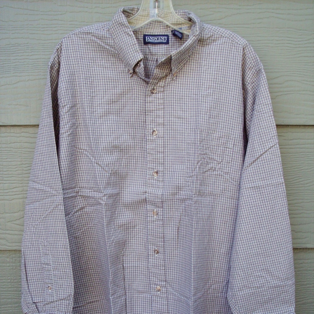Lands' End Mens Casual Shirt Sz Reg 17-34 Checks
